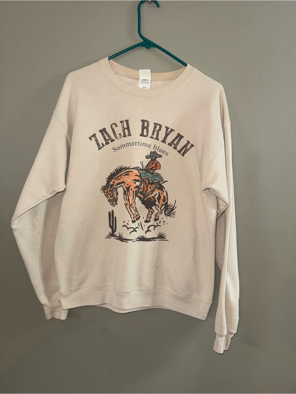 Hanes Cream Crewneck with Western Rodeo Graphic
